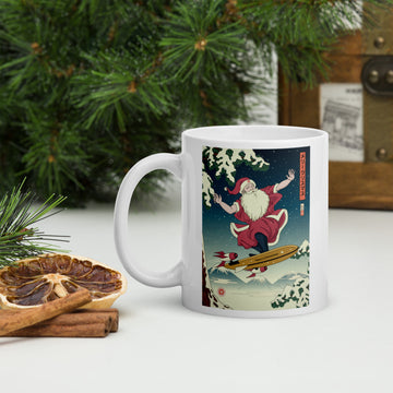 Santa Claus Merry Christmas 2 Ukiyo-e White Glossy Mug - Samurai Original