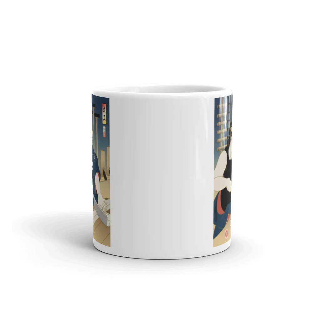 Samurai Carpenter 4 Wood Artisan Ukiyo-e White Glossy Mug - Samurai Original