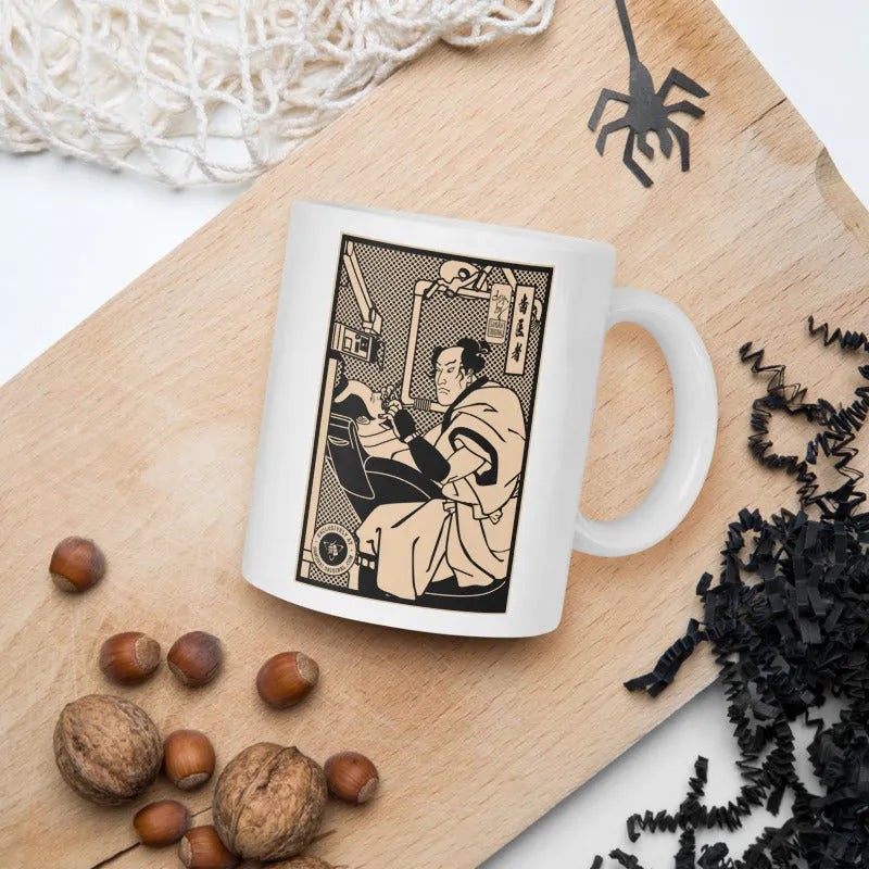 Samurai Dentist Ukiyo-e White Glossy Mug - Samurai Original