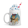 Dog Shiba Funny Christmas Japanese Ukiyo-e White Glossy Mug - Default Title