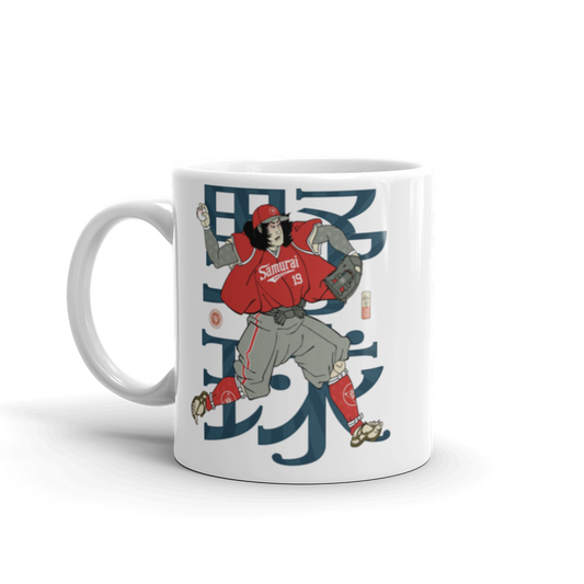 Samurai Baseball Player 3 Sport Ukiyo-e White Glossy Mug - Samurai Original