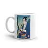 Samurai Play Shakuhachi Bamboo Flute Ukiyo-e White Glossy Mug