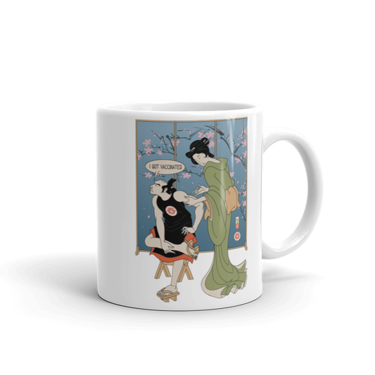 Samurai I Got Vaccinated Ukiyo-e White Glossy Mug - Default Title