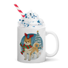 Dog Shiba Funny Christmas Japanese Ukiyo-e White Glossy Mug -