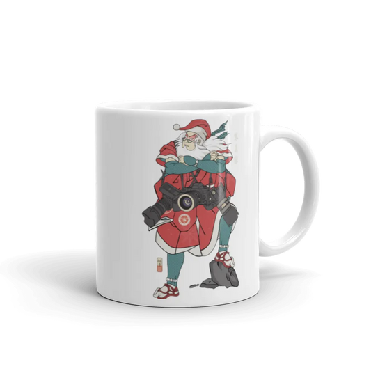 Santa Claus Photographer Camera Ukiyo-e White Glossy Mug