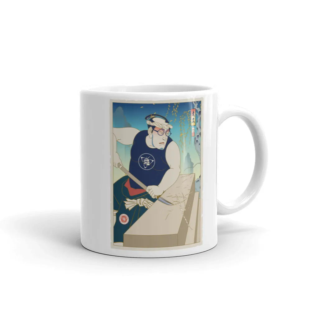 Samurai Carpenter 5 Wood Artisan Ukiyo-e White Glossy Mug - Samurai Original