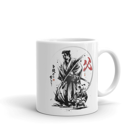 Happy Father's Day Sumi-e Japanese Ink White Glossy Mug - Default Title